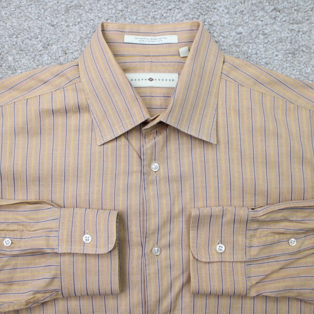 Joseph Abboud Shirt Mens 16 1/2, 32/33 Brown//Blue Egyptian Cotton L/S Button Up